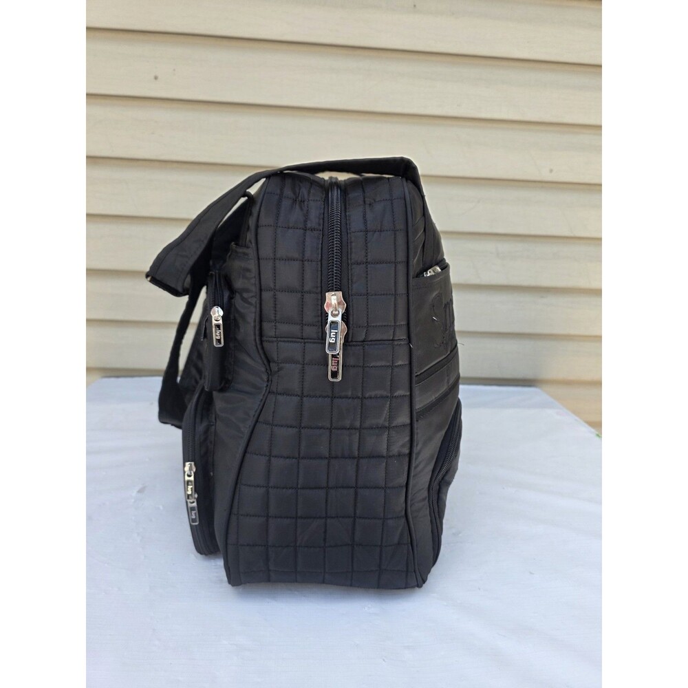 LUG Grey Gray Blue Quilted Work Travel Tote Gym Diaper Bag Purse Puddle Jumper